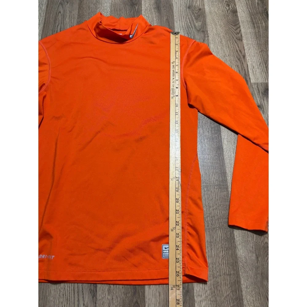 Nike Pro Compression Mens Size XL Orange Shirt Long Sleeve Mock Neck Dri-Fit